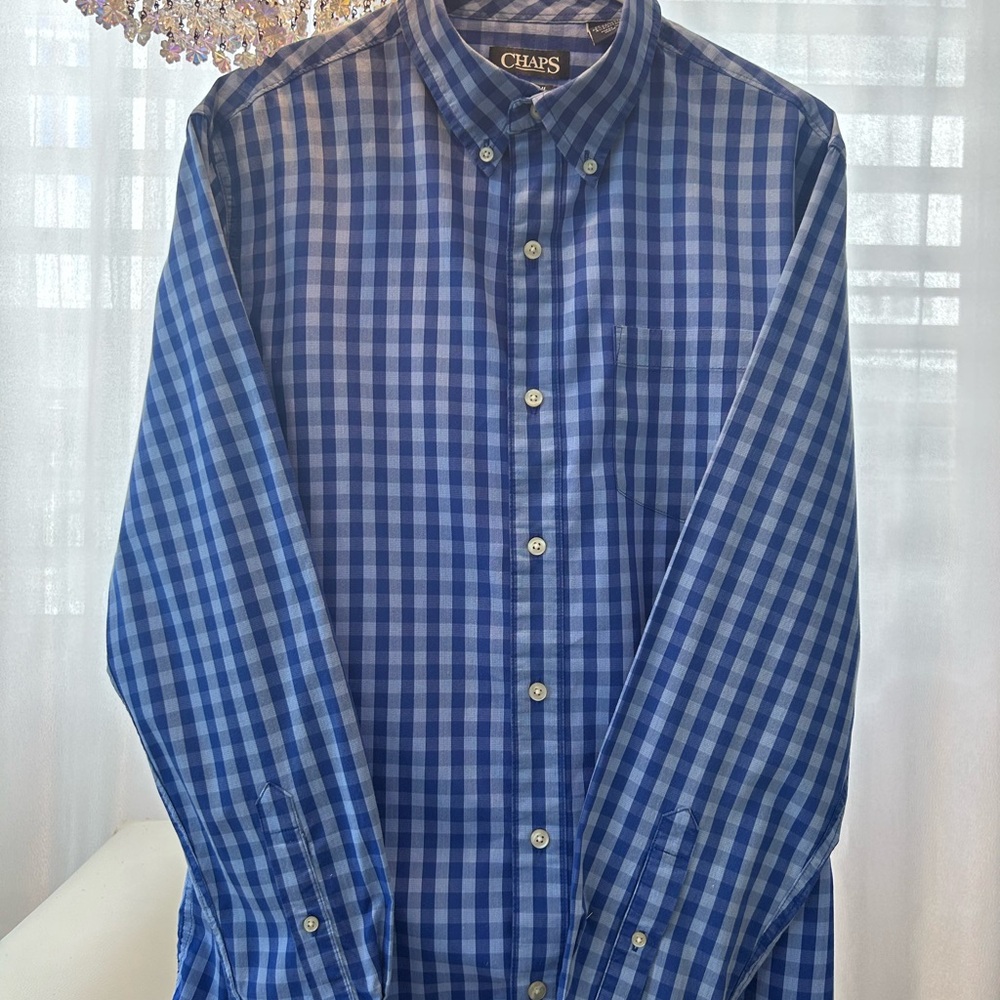 Chaps Men's Blue Check Button-Down Shirt